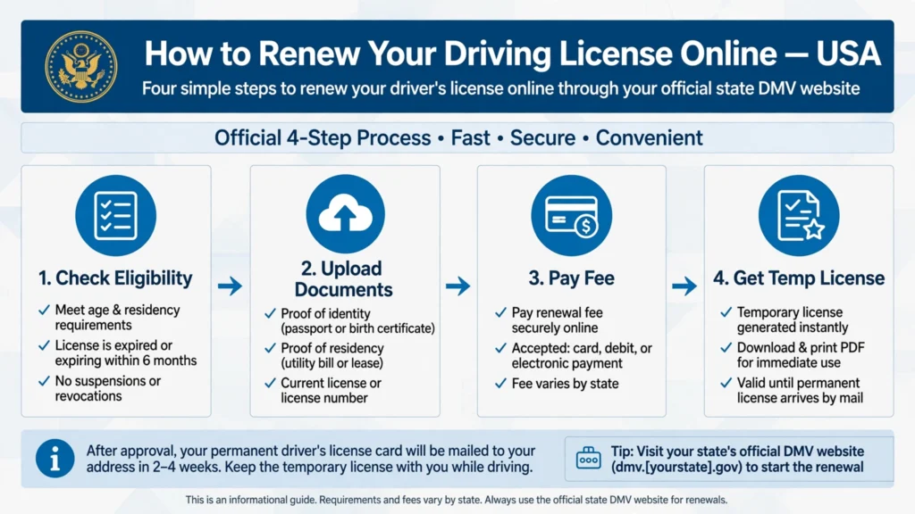  How to renew driving license online USA official 4 step process